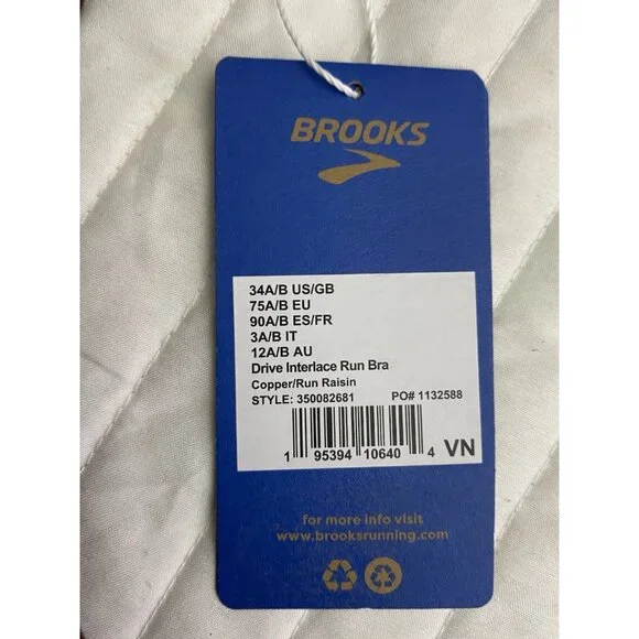 Brooks 34A/B Copper Run Raisin Drive Interlace Sports Bra Compression Wicking - Picture 4 of 11